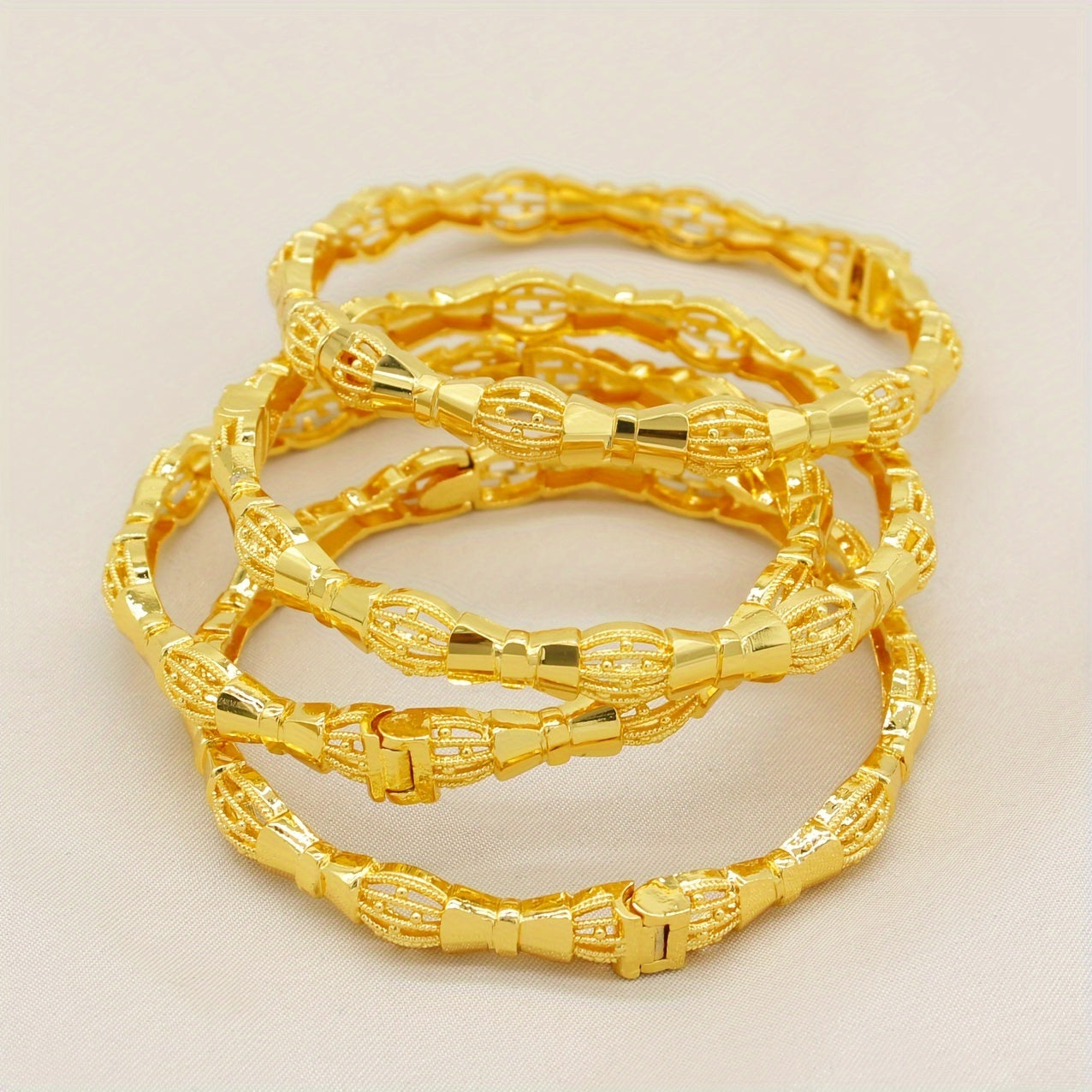 Women’s Gold Plated Copper Jewelry Set with Bangles for Weddings and Parties