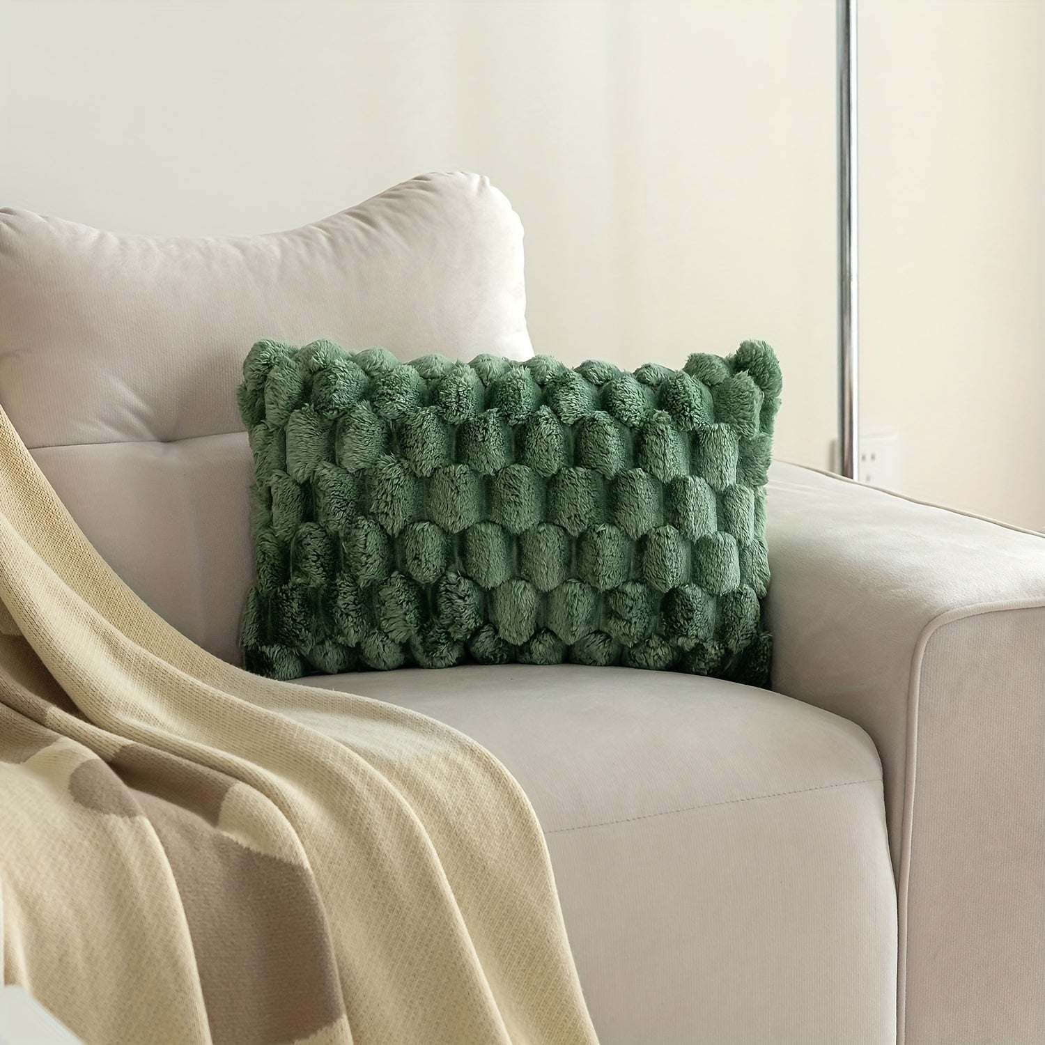 Krem shuba kreslo yostiq qoplami qishloq uy uslubi zamonaviy uy bezaklari 45.72cm x 45.72cm