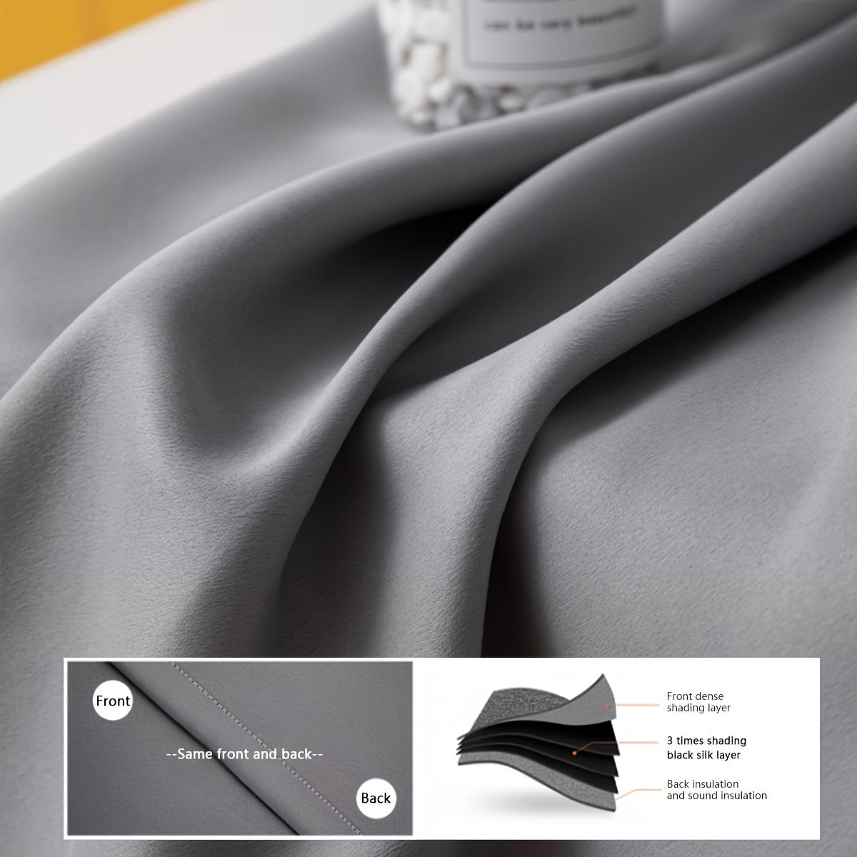 Blackout Curtains Single Panel Black Fabric Modern Simple Noise Reduction for Living Room Bedroom