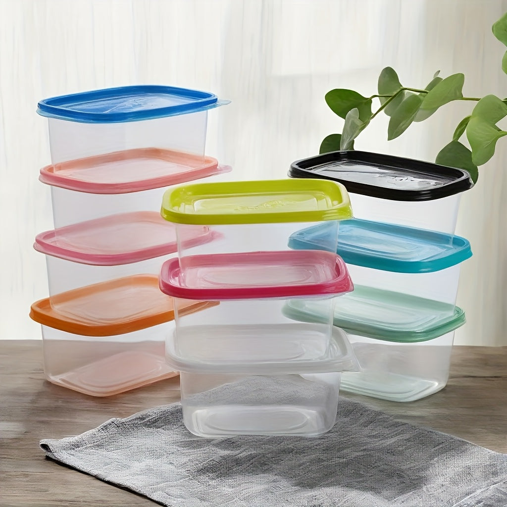 Set of 10 Stackable Food Storage Containers with Lids BPA-Free Plastic Meal Prep Boxes