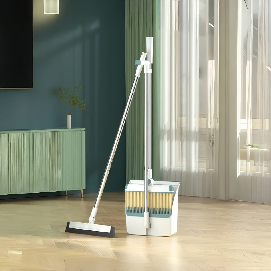 Sehrli cho'tka va axlat to'plagich to'plami - Har qanday xonada oson tozalash uchun ideal, aylanuvchi va yig'iladigan dizayn bilan | Suv skraberi bilan axloqsizlik va uy hayvonlari sochlarini osonlik bilan tozalang