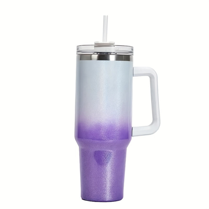 Unisex Stainless Steel Rainbow Gradient Car Cup with Insulated Handle