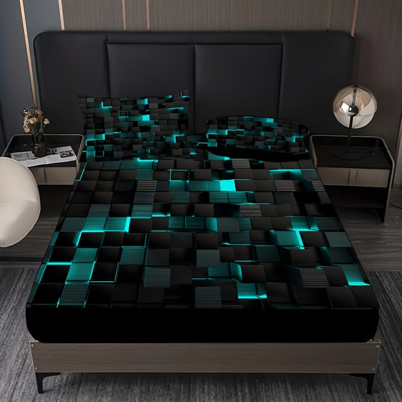 2 ta qizil tarmoq 3D vizual geometriya san'ati mos keladigan to'shakka yostiq bilan to'plam