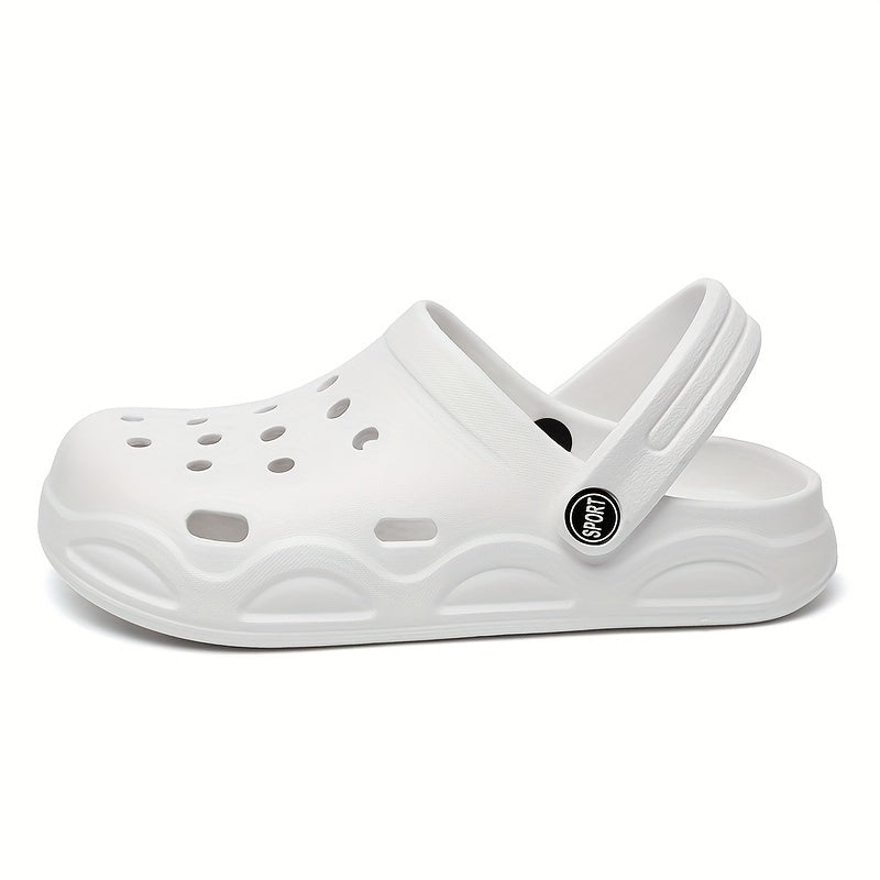 Women's Solid Color Clogs, Casual Hollow Out Garden Shoes, Slip-On Beach Footwear