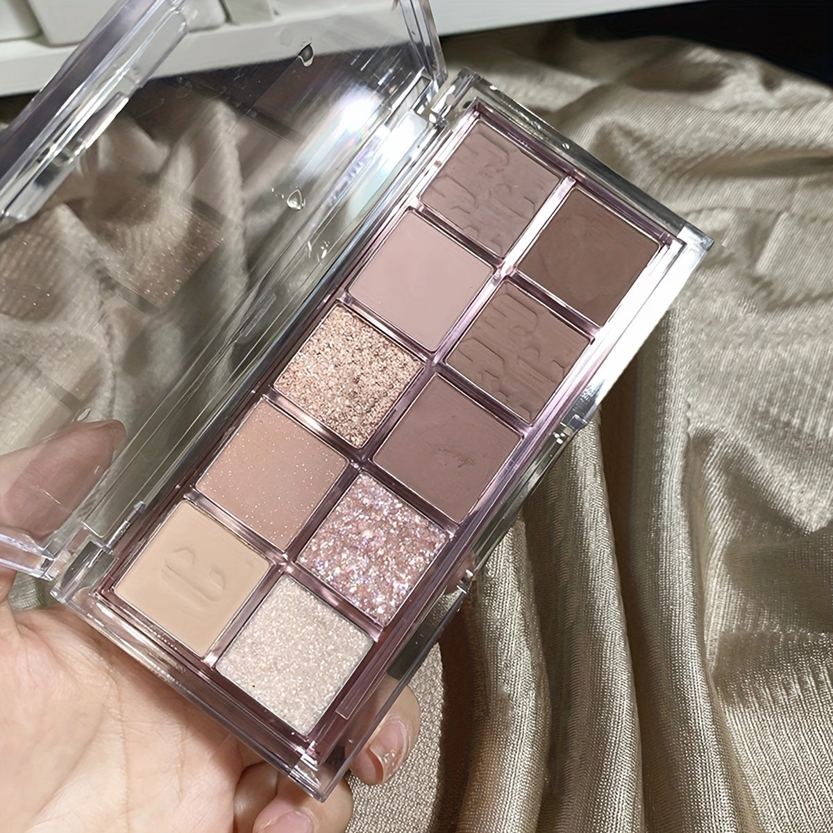 Paleta de sombras de ojos para mujer 10 colores acabado mate perlado maquillaje diario compacto