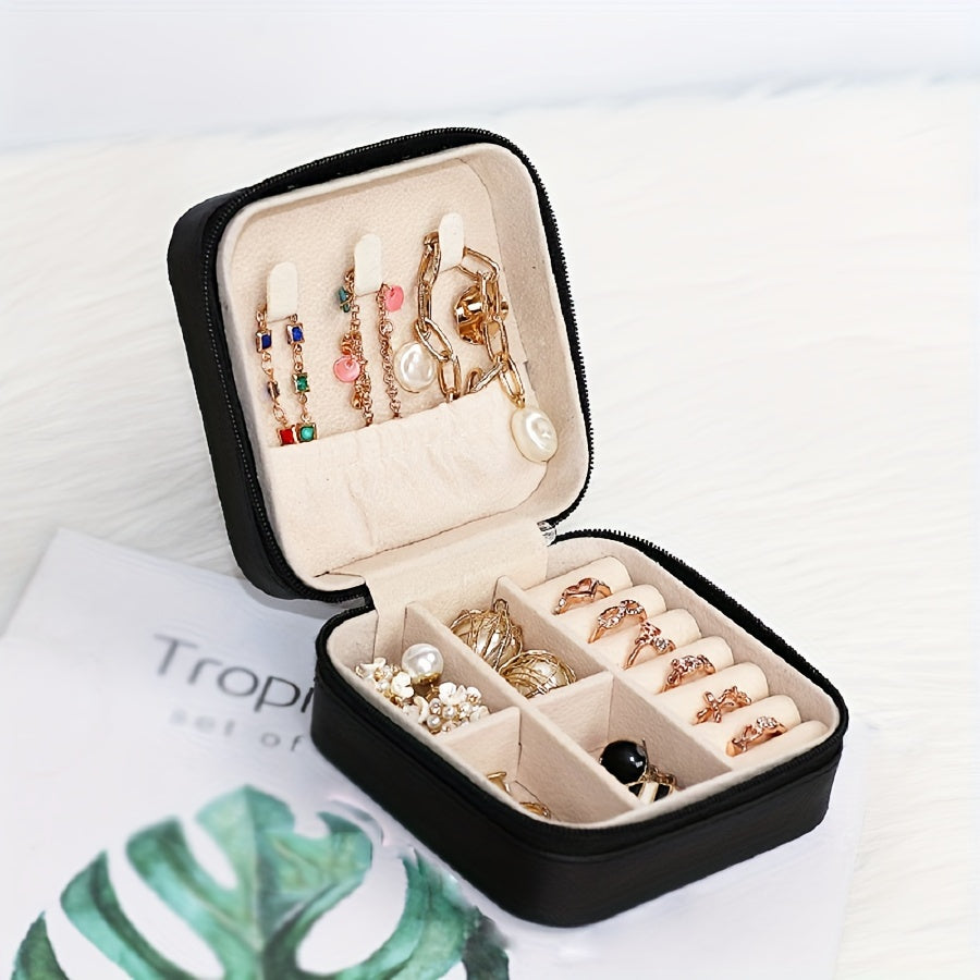 Compact Jewelry Organizer for Travel and Home Storage in White Black Pink