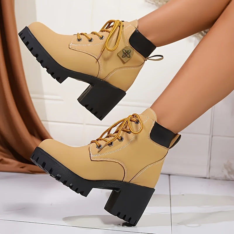 Women's Pink PU Synthetic Chunky Platform Ankle Boots for All Seasons