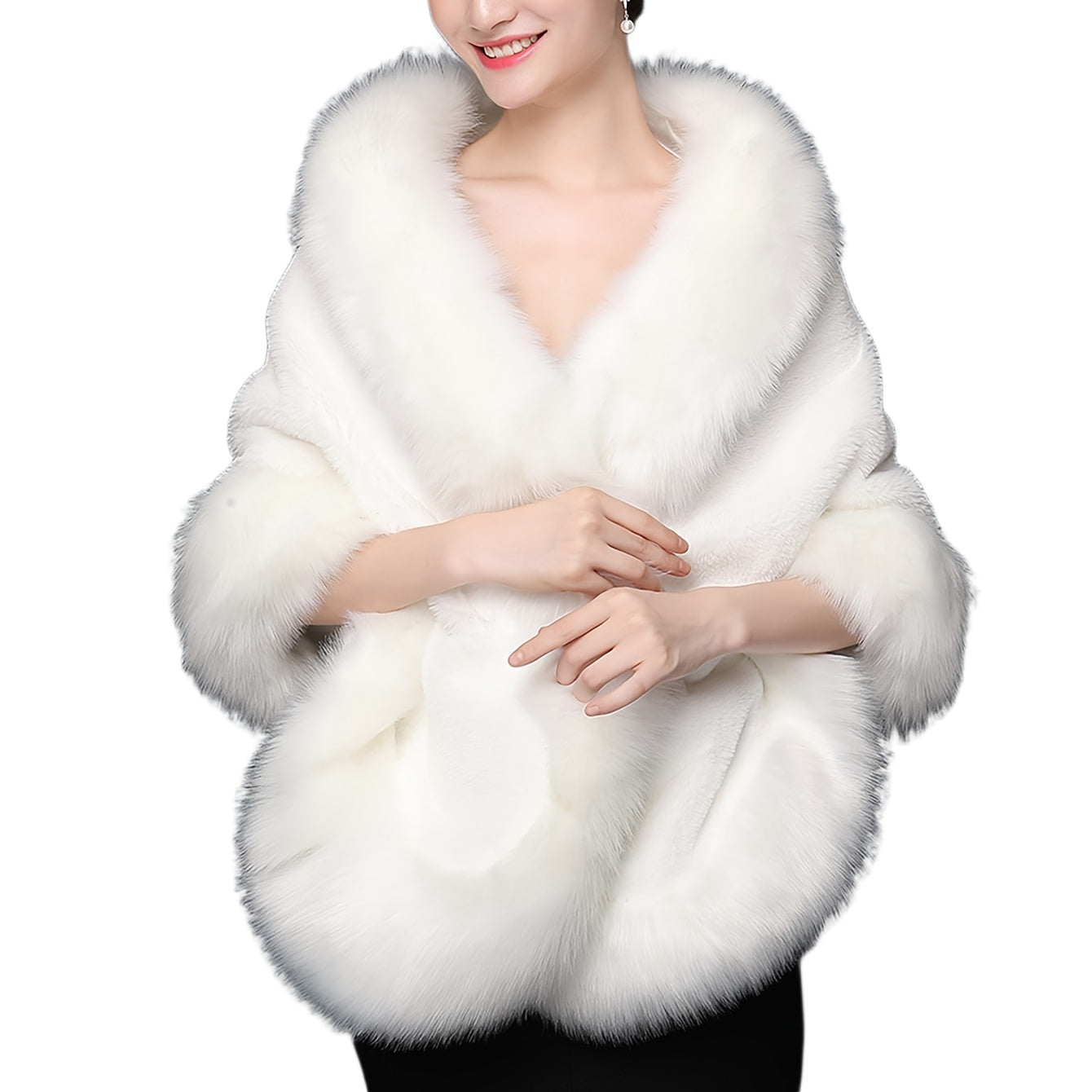 White Faux Fur Shawl Cozy Soft Weather-Resistant for Cold Days and Special Occasions