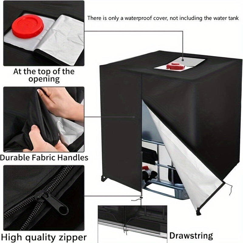 210D Oxford Waterproof Container Lid Cover for 1000L IBC Black Zipper Outdoor