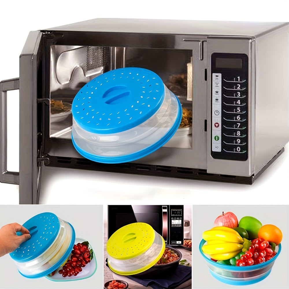 Ventilated Collapsible Microwave Splash Guard with Handle Food Filter for Meal Prep Kitchen Tools