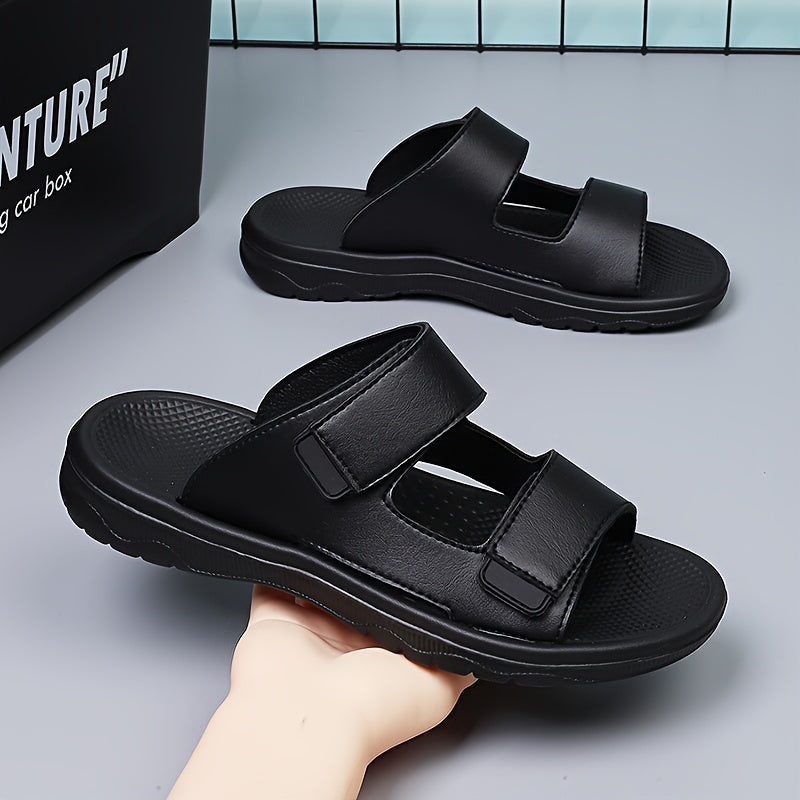 Men's All-Season Breathable PU Fabric Slip-On Sandals for Outdoor and Beach Activities