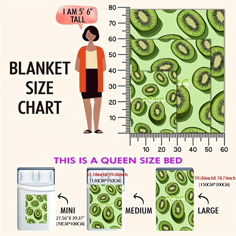 Customized Kiwi Fruit Patterned Flannel Throw Blanket Soft Warm Bedding for All Seasons