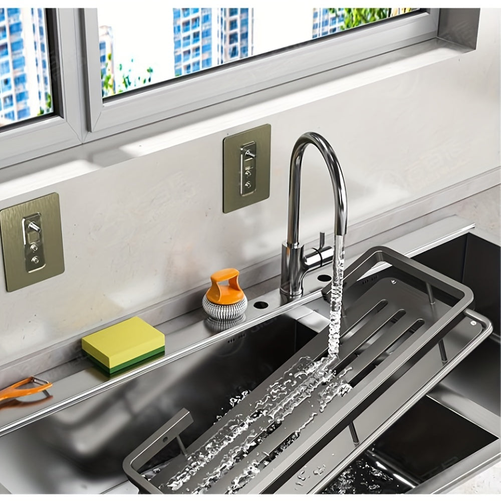 Настенная кухонная полка с встроенной сушилкой для посуды и экономичным дизайном, без необходимости сверлить отверстия. Идеально подходит для хранения кухонных полотенец и других аксессуаров. Отличный многофункциональный органайзер для дома.