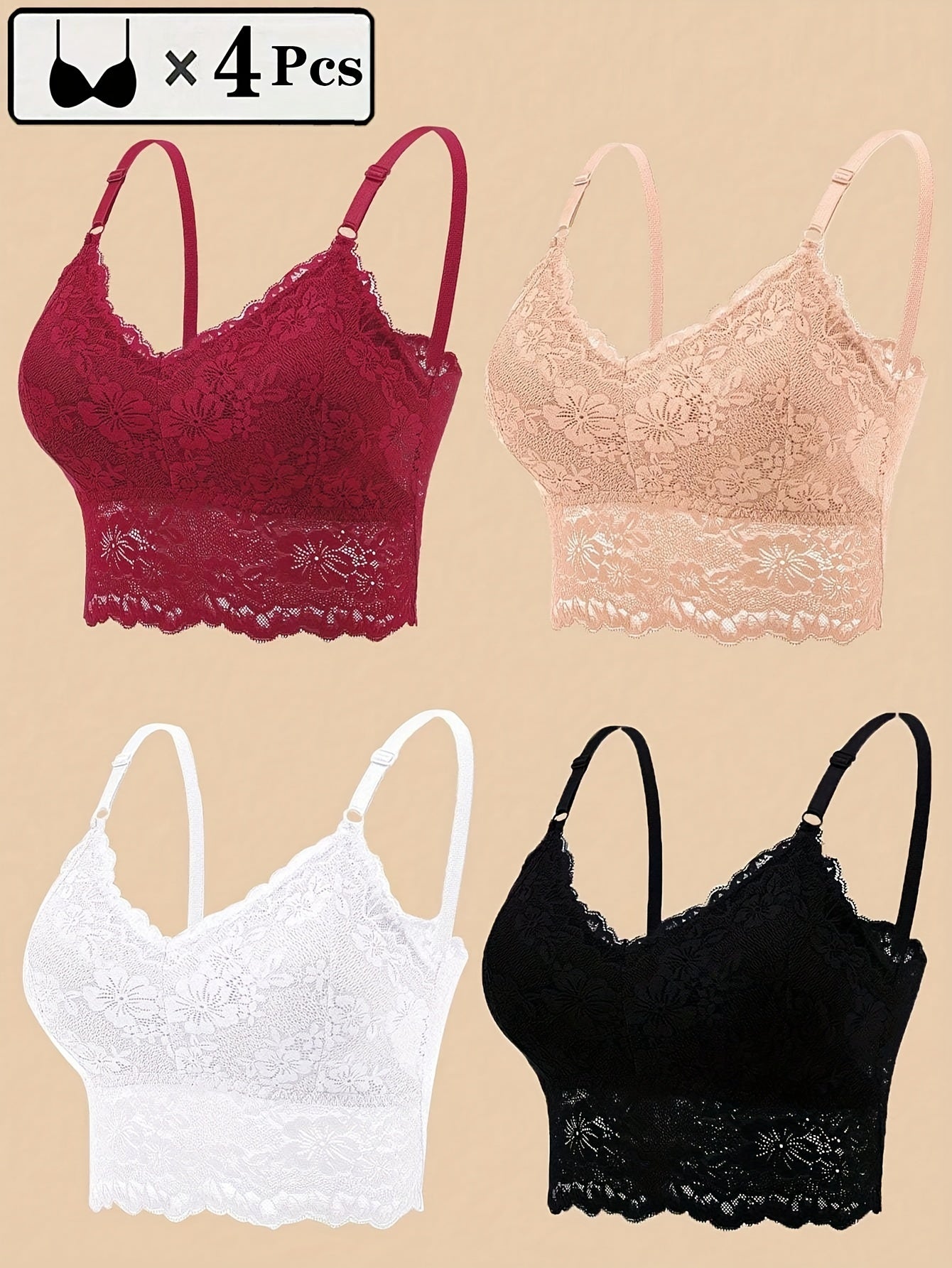 Women's Lace Wireless Bras Seamless Hollow Out Lingerie