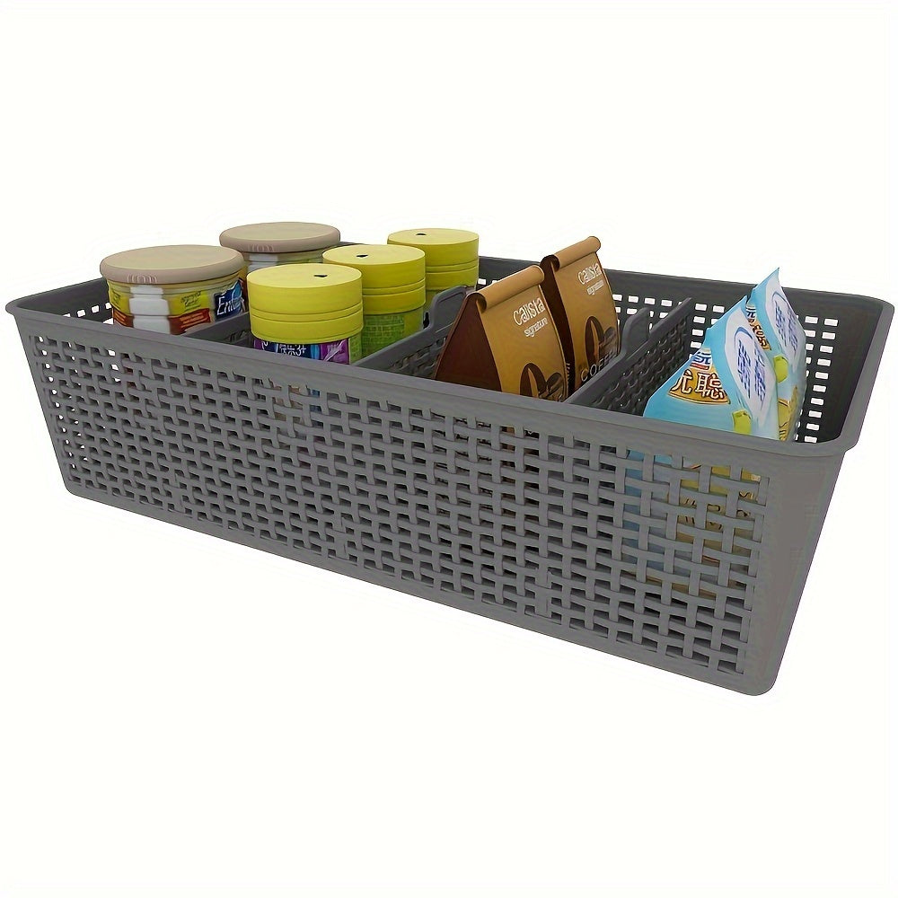 Multi-Purpose Woven Storage Box Set of 5 with Divider for Bathroom and Kitchen