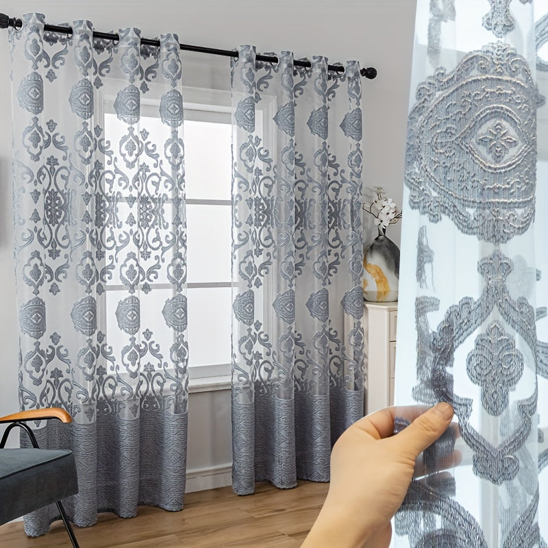 Jacquard Embroidered Sheer Curtain for Living Room Bedroom Balcony