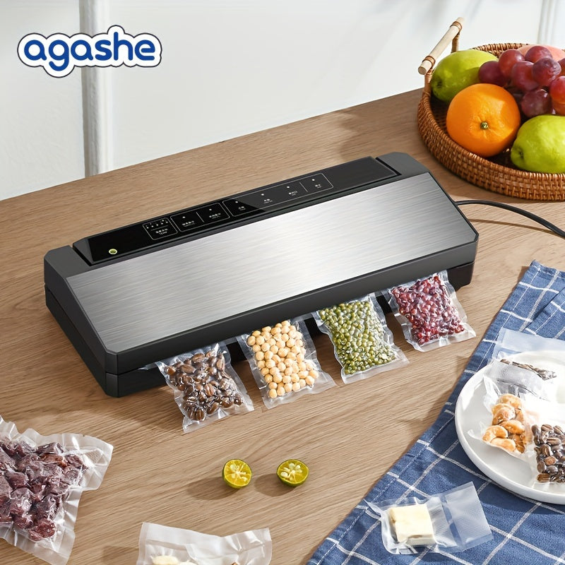 SX-520 Вакуумный упаковщик с мощным всасыванием, расширенной полосой запайки, автоматическим выпуском воздуха и защитой от перегрева, непрерывной запайкой, встроенным ножом и внешней трубкой для свежих продуктов