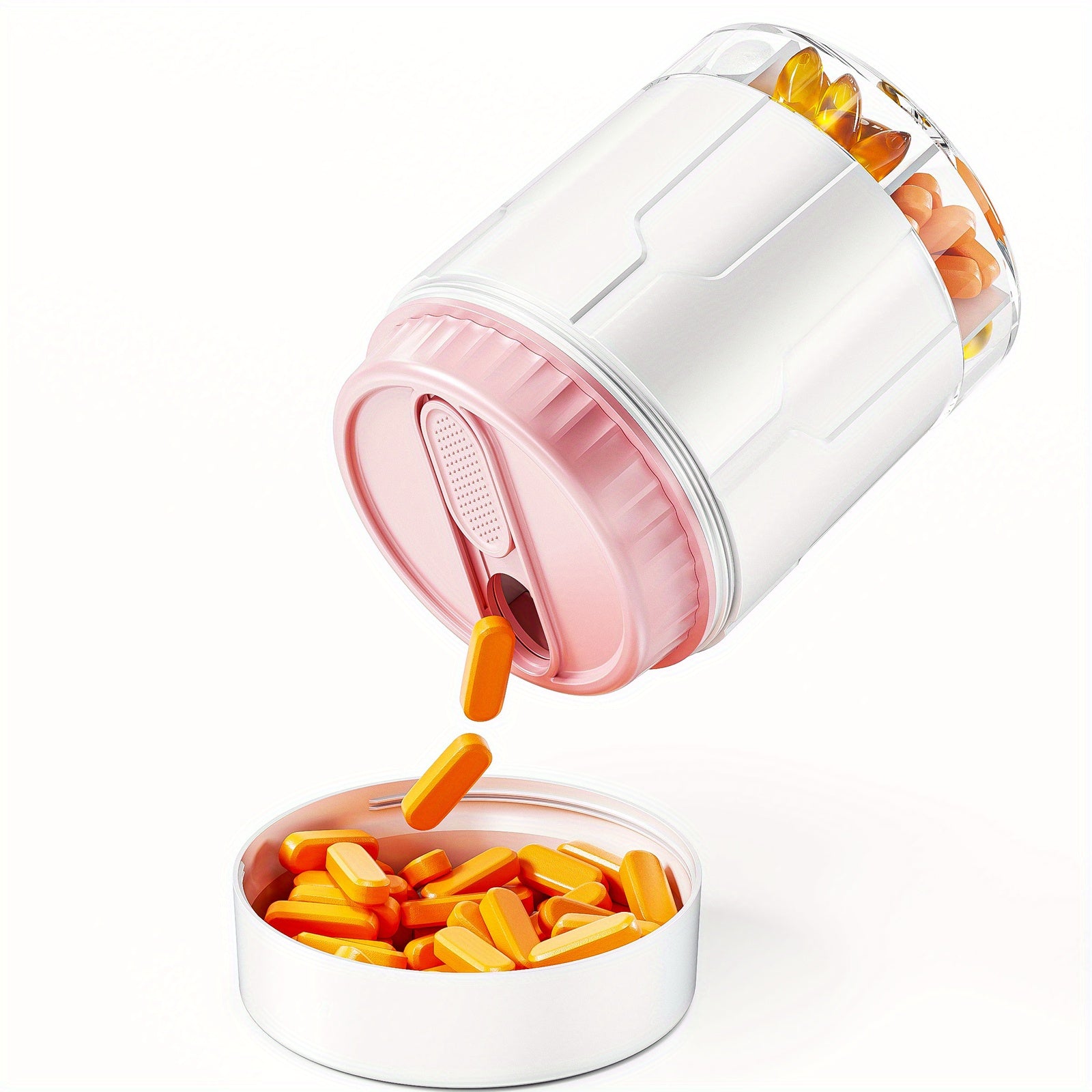 Large Pill Organizer Dispenser for Adults with 7 Compartments Travel Medication Box