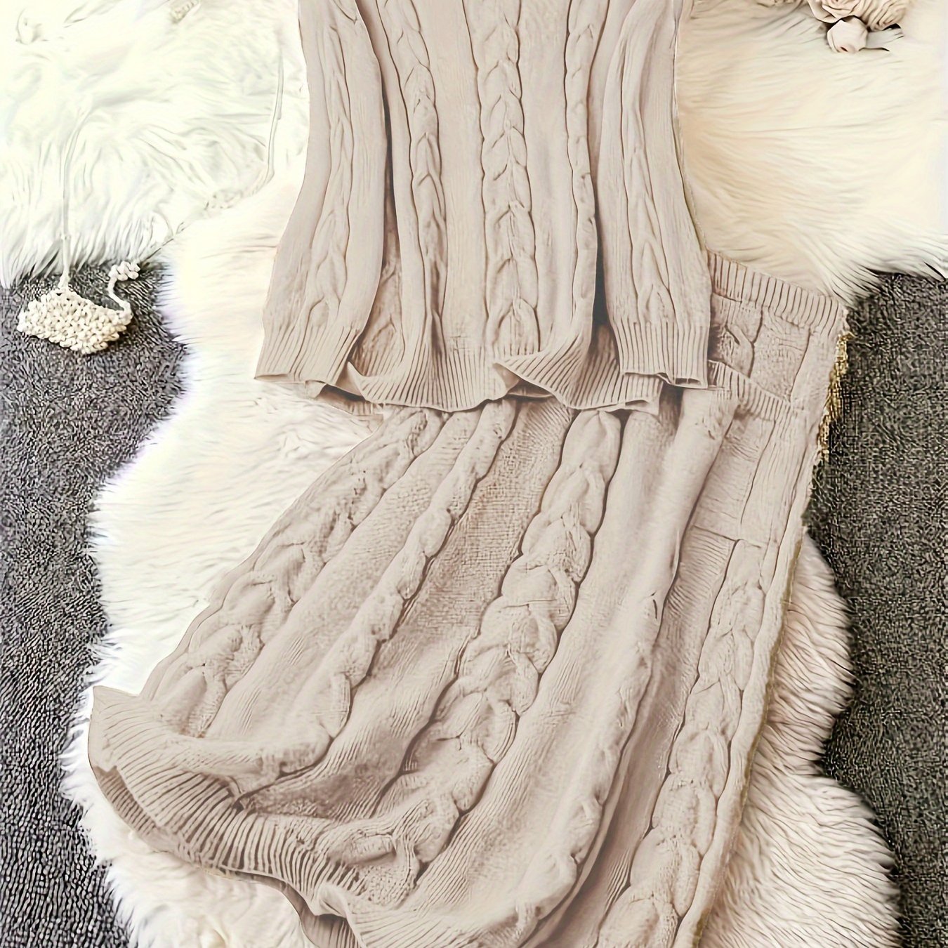 Women's Plus Size Sweater Set Pink Cotton Casual Wear