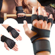 Half Finger Gym Gloves with Adjustable Wrist Support for Weightlifting and Pull-Ups