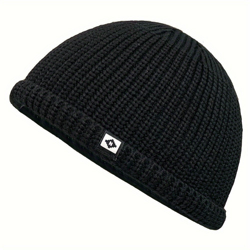 Bir parcha asosiy baliqchi beanie, jinsiga qarab bo'lmagan mustahkam rangli to'qilgan shlyapa, zamonaviy sovuqdan himoya qiluvchi bosh shlyapa, ayollar va erkaklar uchun ribbed beanie