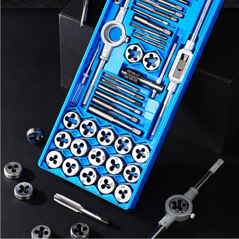 Juego de 40 piezas de juego de roscar y machos métricos de acero aleado, incluye llave para roscado y machihembrado DIY