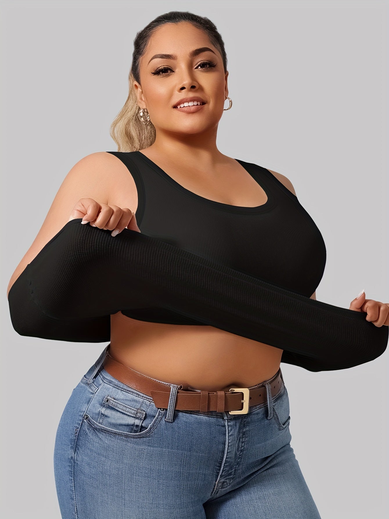 Large U American Back Two-in-One Development Vest Ribbed Base Layer Outerwear