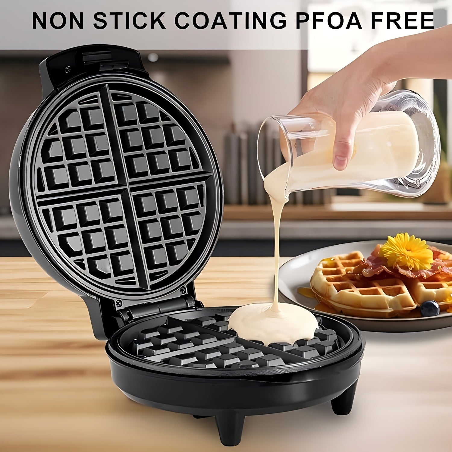 Sandwichera de 7 pulgadas con control de temperatura ajustable, placas antiadherentes, mango de tacto frío