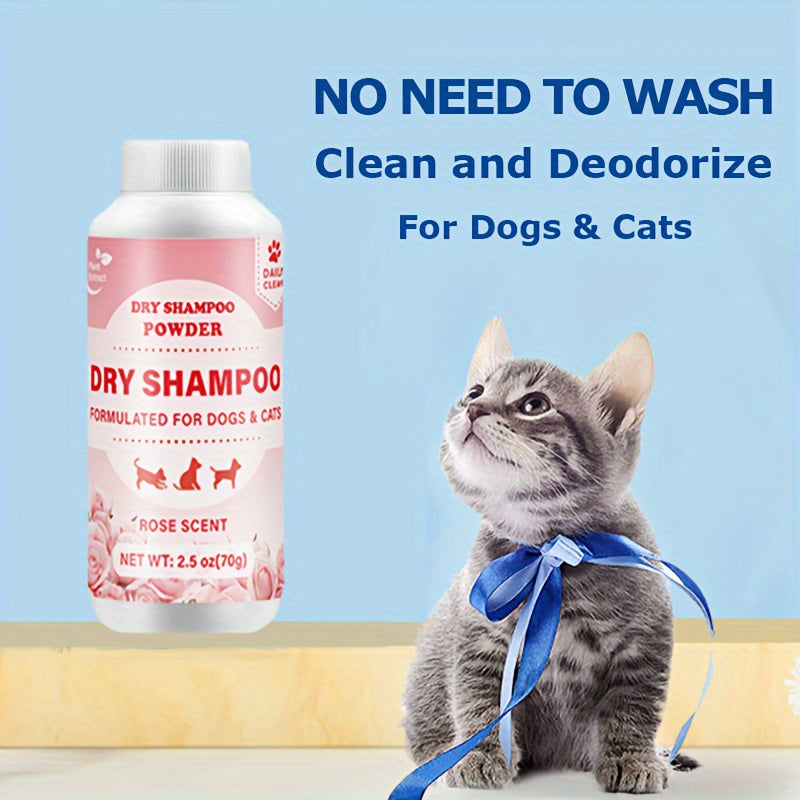 Pet Dry Shampoo Powder for Cats Non-Electric Deodorant and Clean in PE Bottle