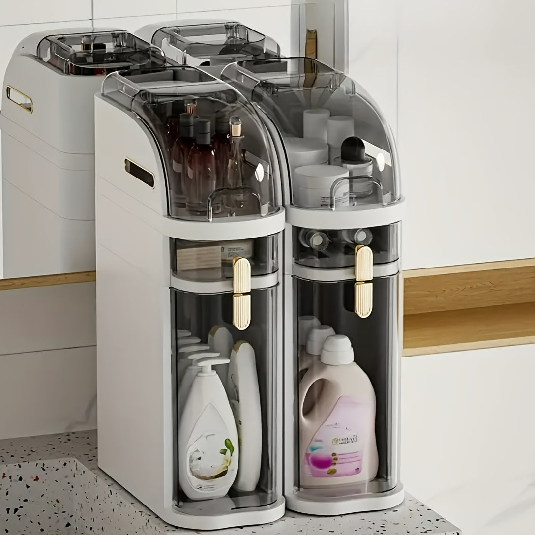 Plastic Storage Cabinet with Window Waterproof Flip Top for Bathroom Kitchen Living Room Office