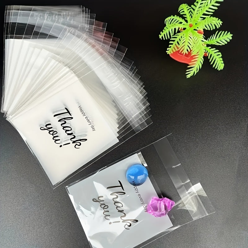 Bolsas de regalo impresas de agradecimiento pequeñas 50 100 200 auto-cierre para caramelos galletas
