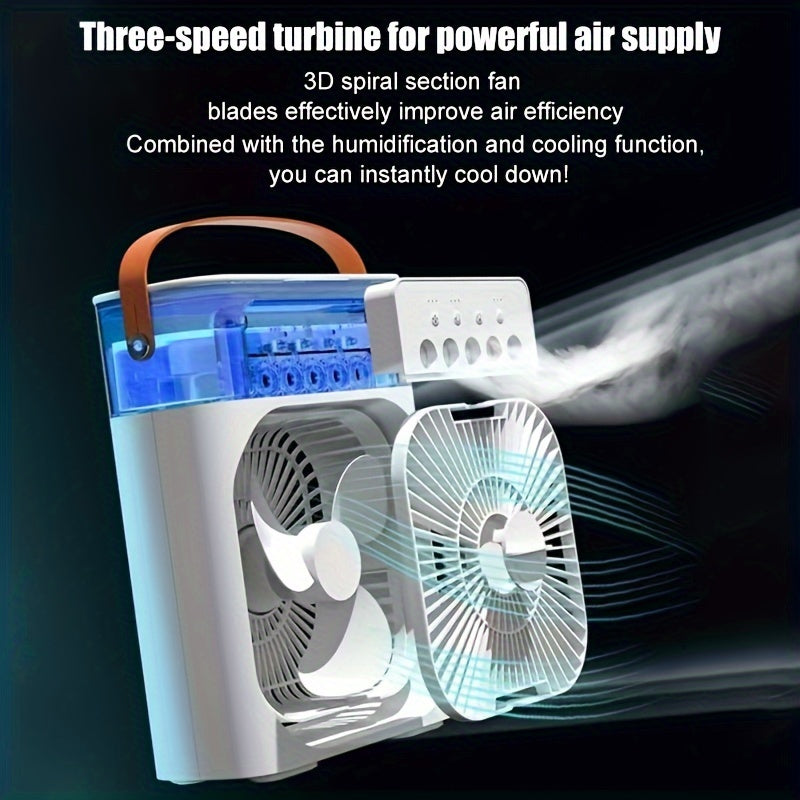 Portable USB Cooling Fan with Mist Humidifier for Bedroom Office Travel