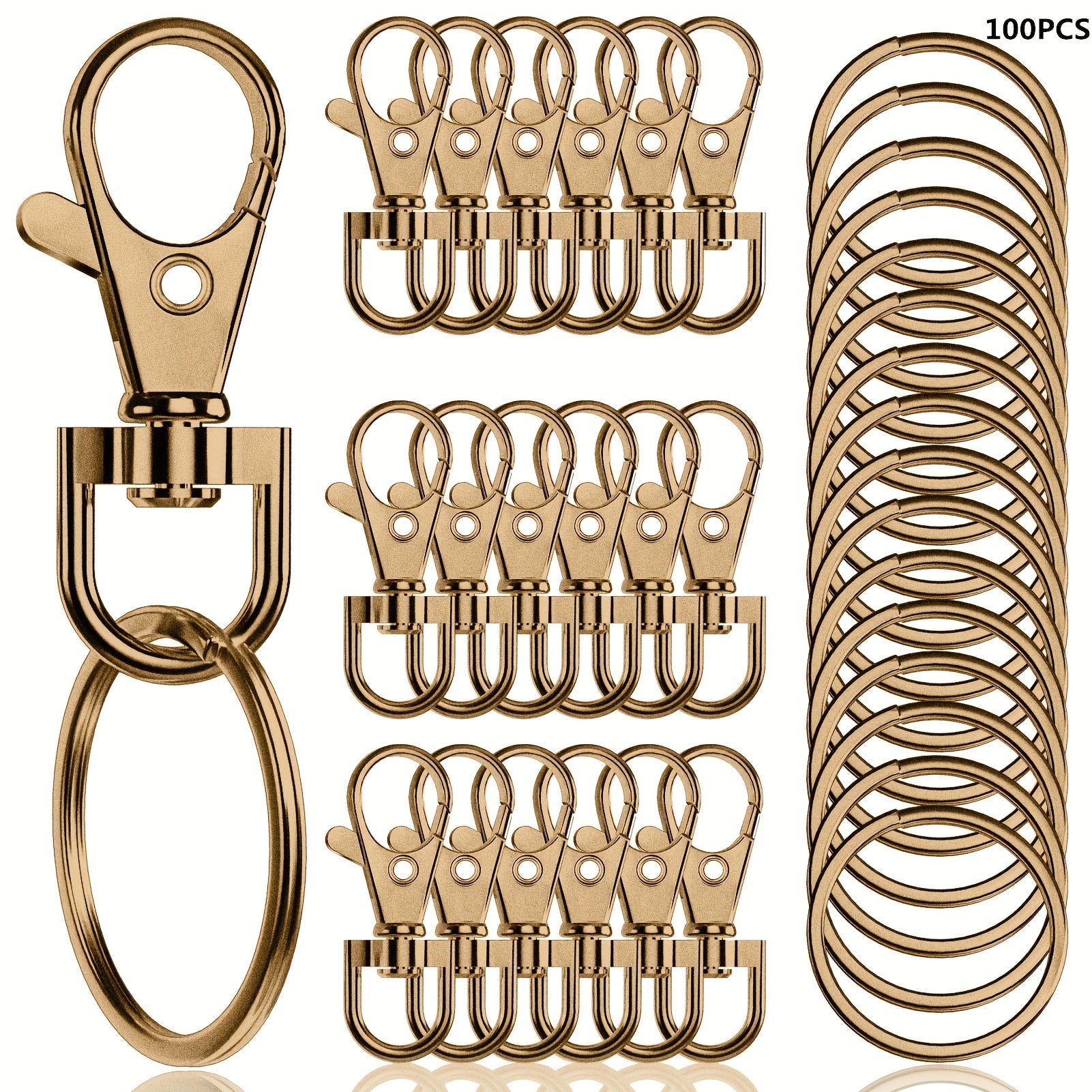 Jewelry Findings 100pcs Rotating Lobster Clasps Keychains and Rings for Crafts