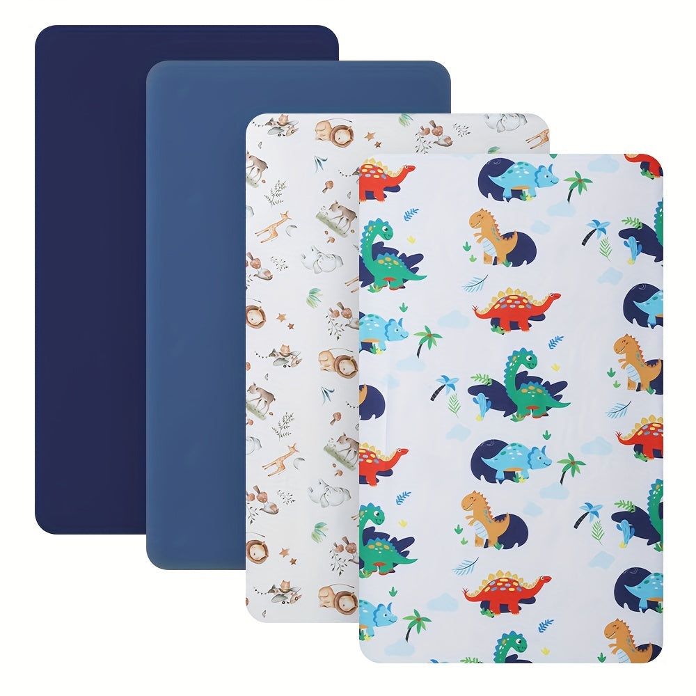 Kids Fitted Sheet Set for Boys Breathable Polyester Squirrel and Crocodile Print 132x71 cm