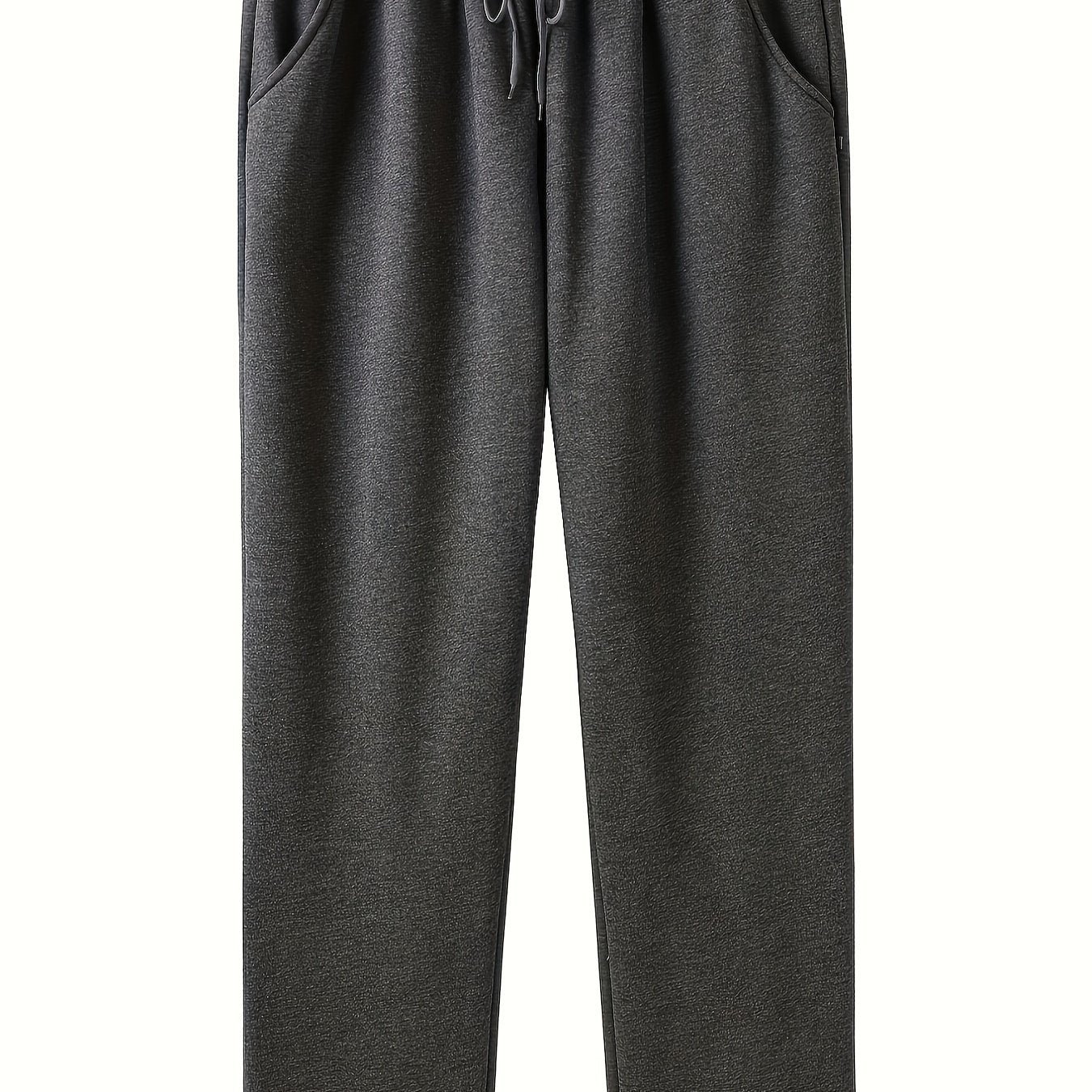 Erkaklar uchun kuz/qish fleytsli tasodifiy sport shimlari - Keng kesim, bir rangda, tortma bel, cho'ntaklar, KATTA O'LCHAM