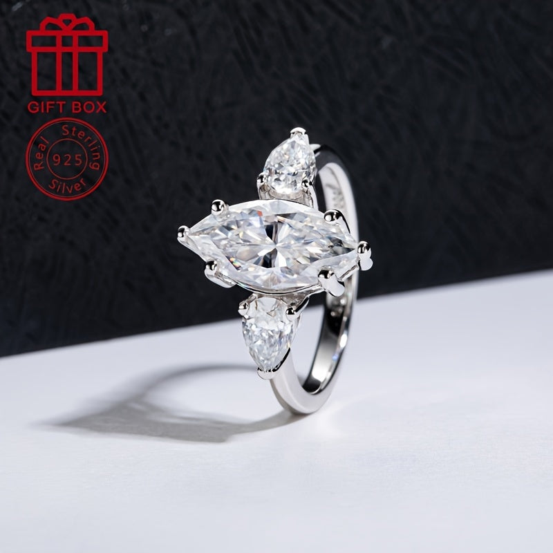 Oltin 3CT Moissanite To'y Halqasi - 925 Sterling Kumushdan tayyorlangan, Ot Ko'z Kesimi bilan, To'ylar va Yubileylarga Ideal, U uchun Ajoyib Sovg'a