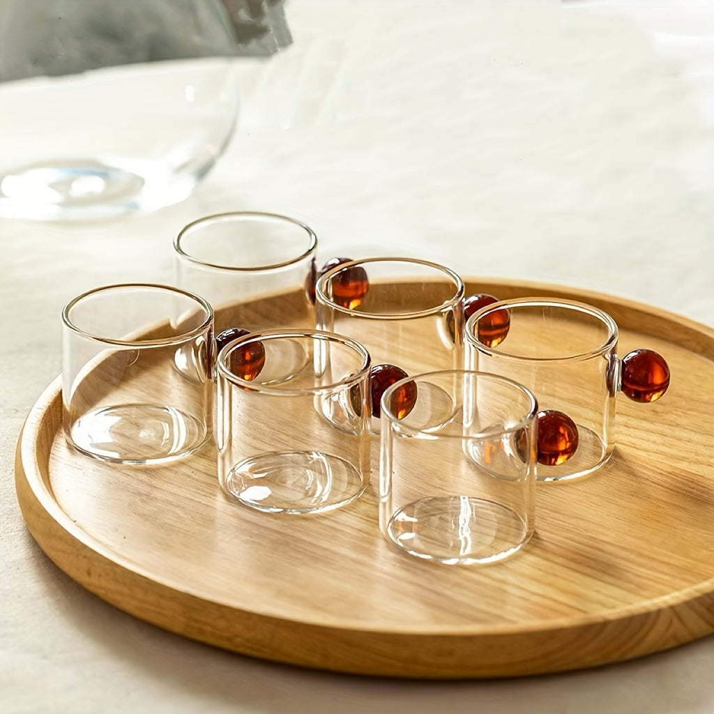 Set of 6 Mini Glass Pitchers with Colorful Knobs for Juices and Sauces