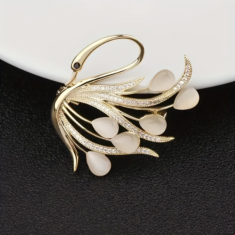 Swan Brooch Pin Set Silver Alloy Stylish Jewelry for Dresses and Suits