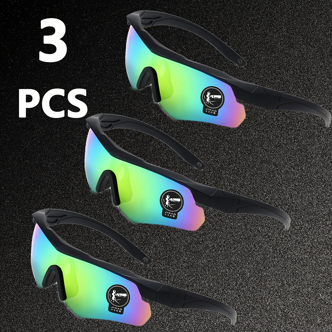 3-Pack UV400 Cycling Glasses Men Women Sports Running Outdoor Goggles with PC Lens
