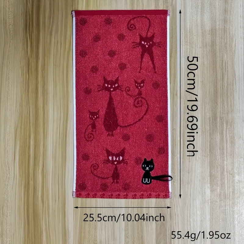 Cat Print Hand Towel Absorbent Quick-Drying Small Bathroom Towel Gift