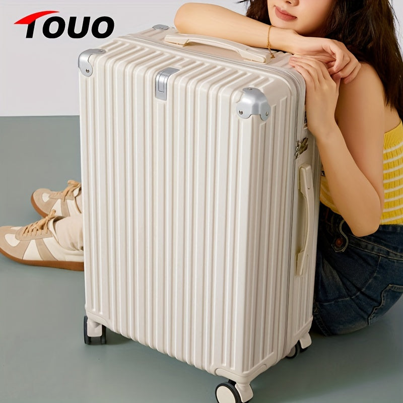 Zamonaviy, keng qoplangan, burchaklarni himoya qiluvchi, yashirin tutqichlar, USB porti, aylanuvchi g'ildiraklar va kombinatsion qulfi bo'lgan oltin rangli qattiq yukxona bir nechta o'lchamlarda. Xavfsiz, modali, jim va