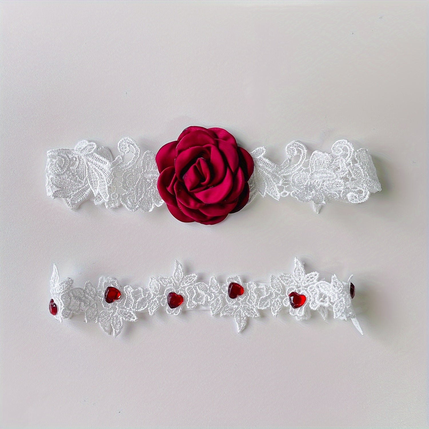 Bridal Garter Set with Floral Lace Black and White Wedding Garters