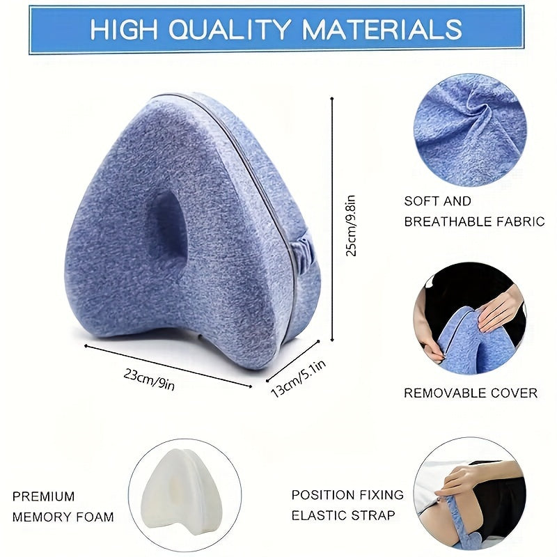 Memory Foam Leg Pillow with Strap Hypoallergenic Lightweight for Side Sleepers