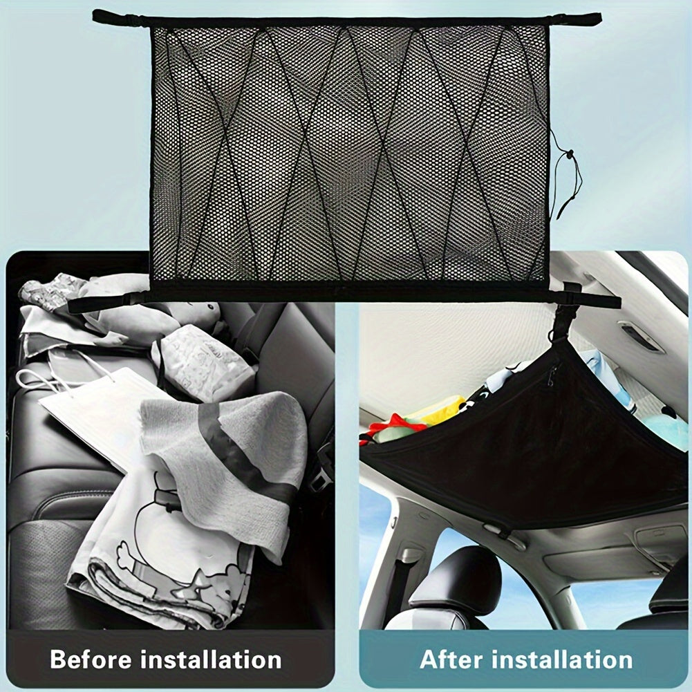 Universal Car Roof Mesh Bag Cargo Organizer Zipper Adjustable Net