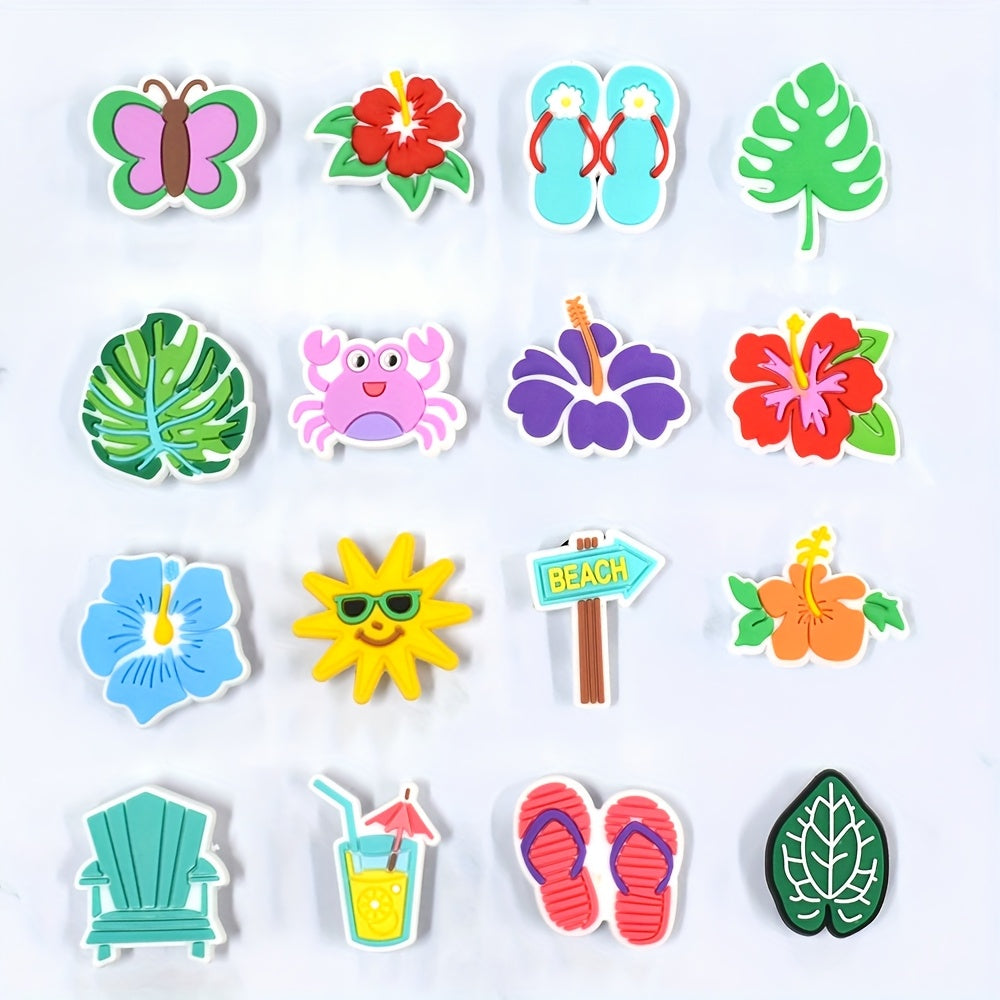 Women Summer Flip Flop Shoe Charms, Green Leaf Flower Sandal Decorations