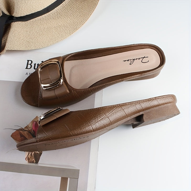 Women's PVC Slide Sandals Summer Open Toe Shoes Low Heel Soft Sole