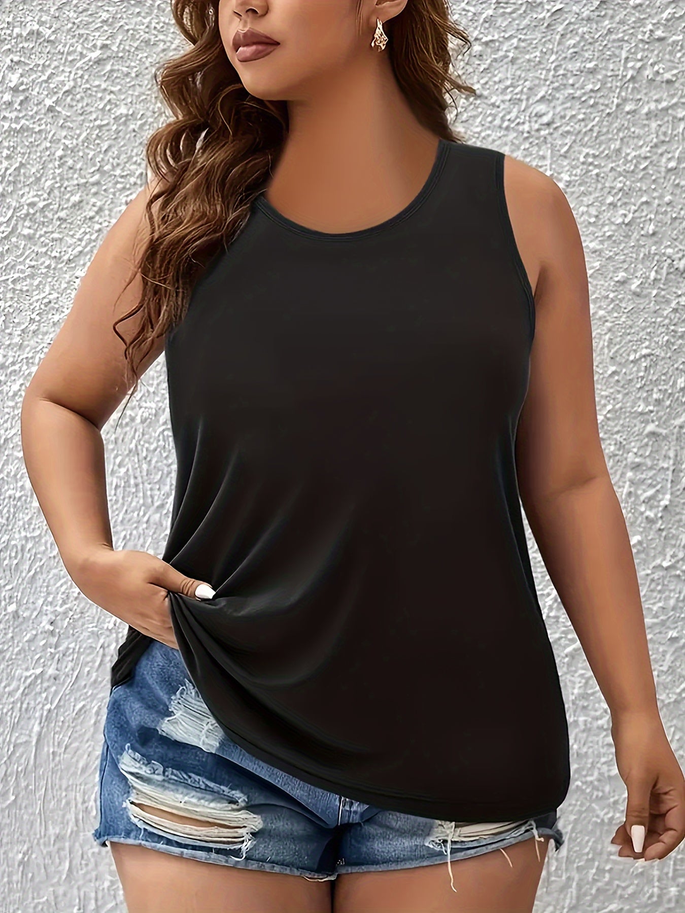 Топ без рукавов для женщин больших размеров, легкий повседневный, ярко-синий