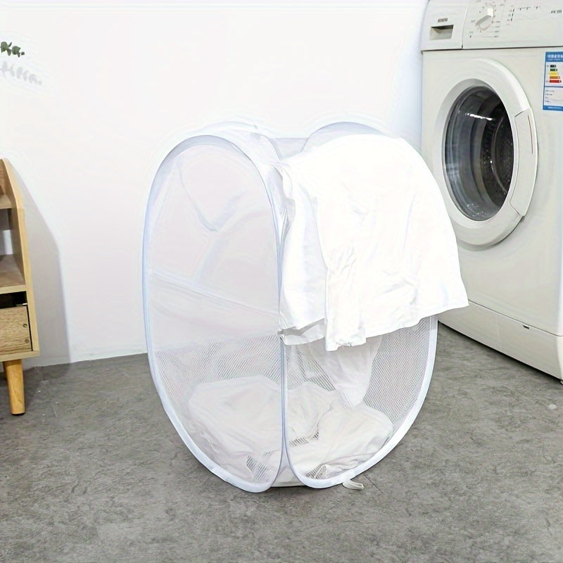 Mesh Laundry Hamper with Handle Collapsible Storage Basket for Dorms Travel and Bathroom