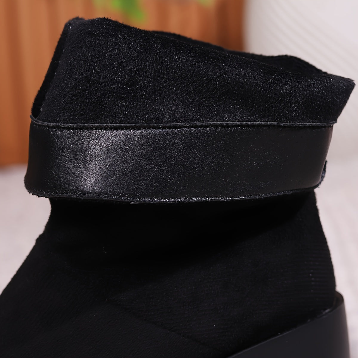 Women's Fuzzy Solid Color Winter Boots Slip-On Wedge Platform Sole Round Toe