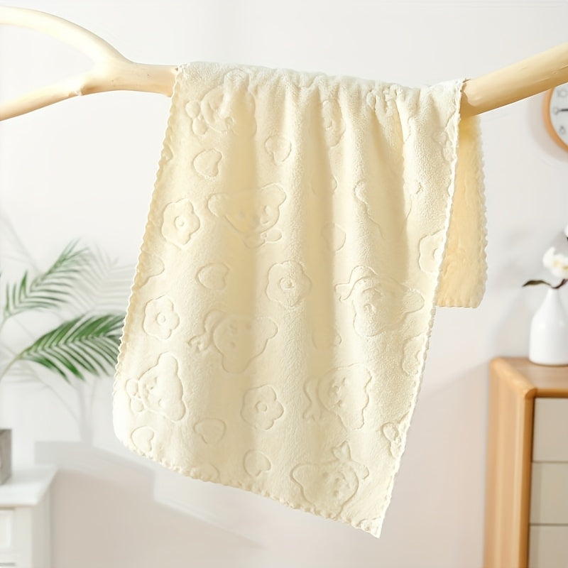 Set of 5 Cartoon Bear Microfiber Bath Towels in Pastel Colors for Bathroom Kitchen Living Room